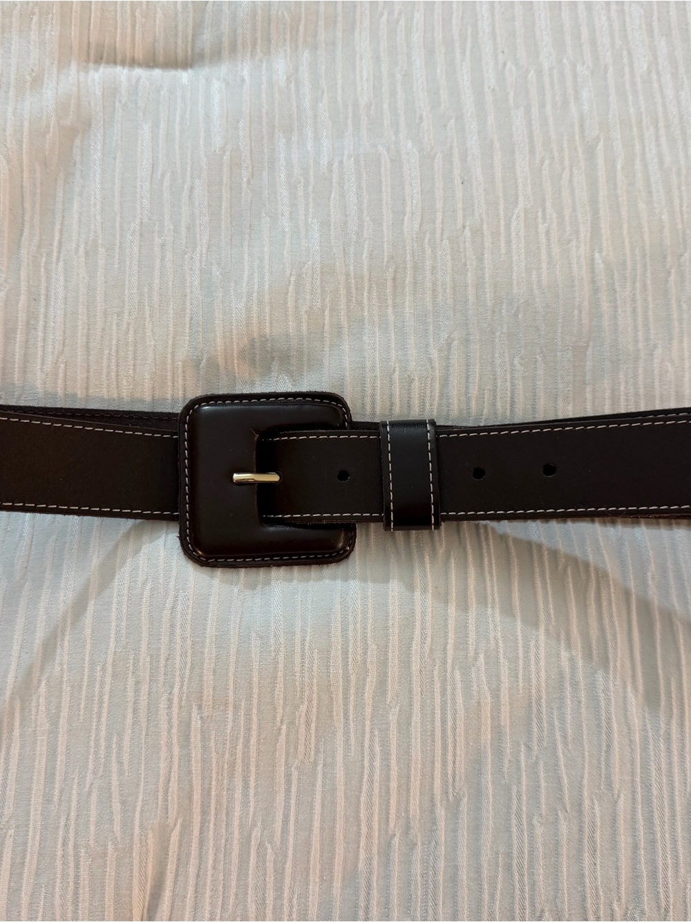Anthropologie Dark Brown Leather Belt with Square Buckle